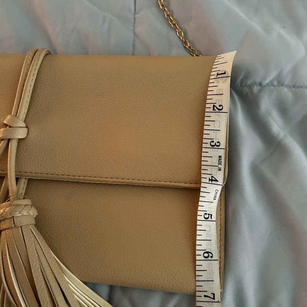 Tan Clutch with Tassel Accents - Picture 8 of 8